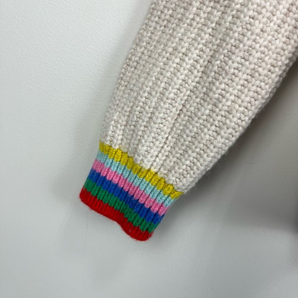 Mini Boden Girls Rainbow Rib Sweater Ecru 8-9 - Picture 4 of 9